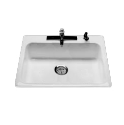 25x22x7-1/4" Steel Drop-In Kitchen Sink in White w/4 Holes