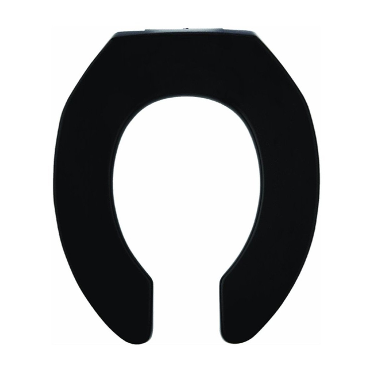 Round Plastic Open Front Toilet Seat w/no Cover in Black