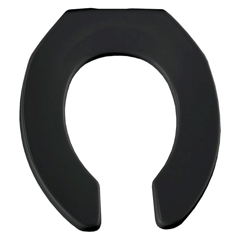Round Plastic Open Front Toilet Seat w/no Cover in Black