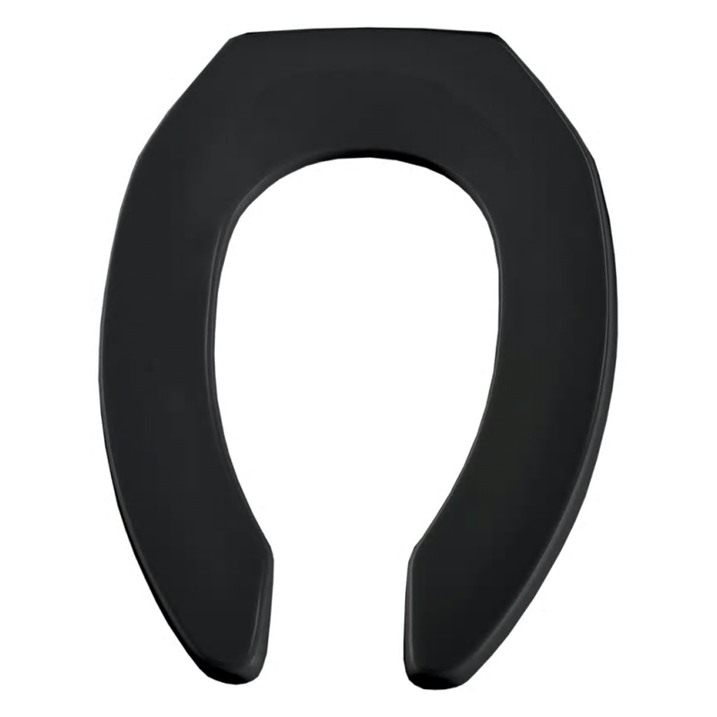 Elongated Heavy Duty Open Front Toilet Seat w/No Cover/Black