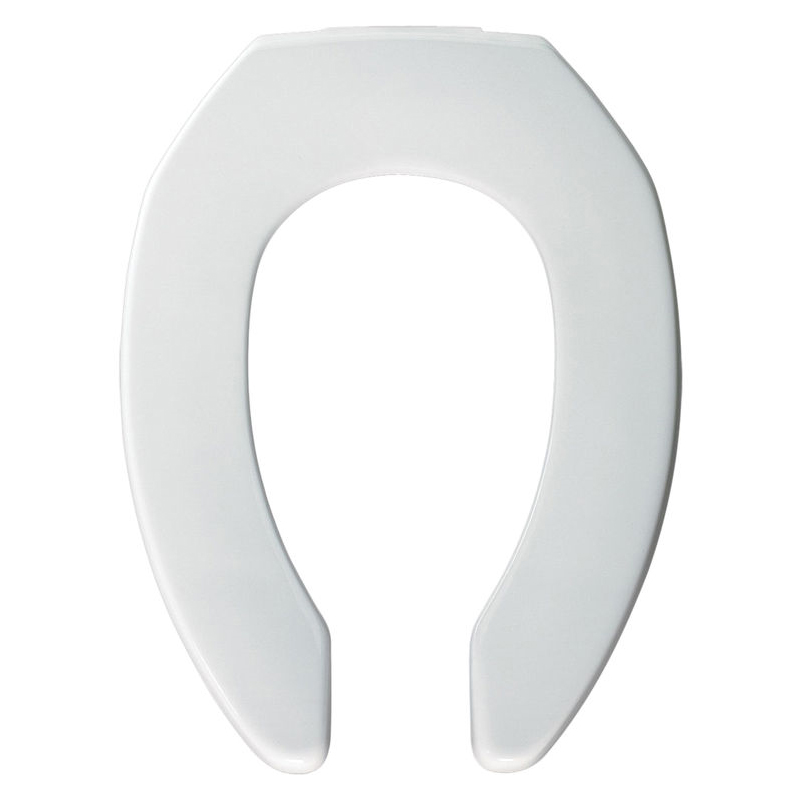 Heavy Duty Elong Open Front Plastic Toilet Seat No Cover White