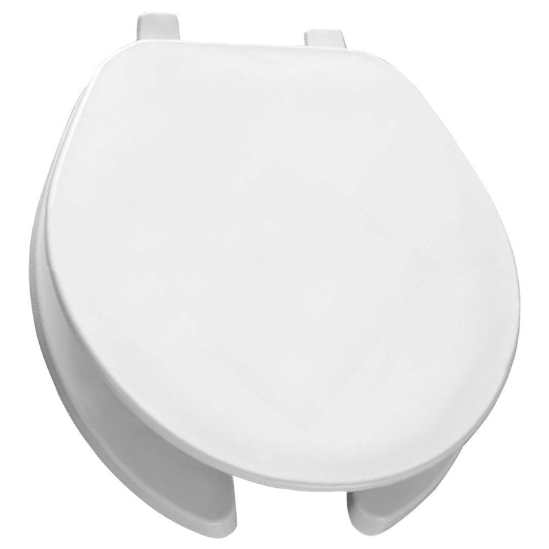 Round Plastic Open Front Toilet Seat w/Cover in White