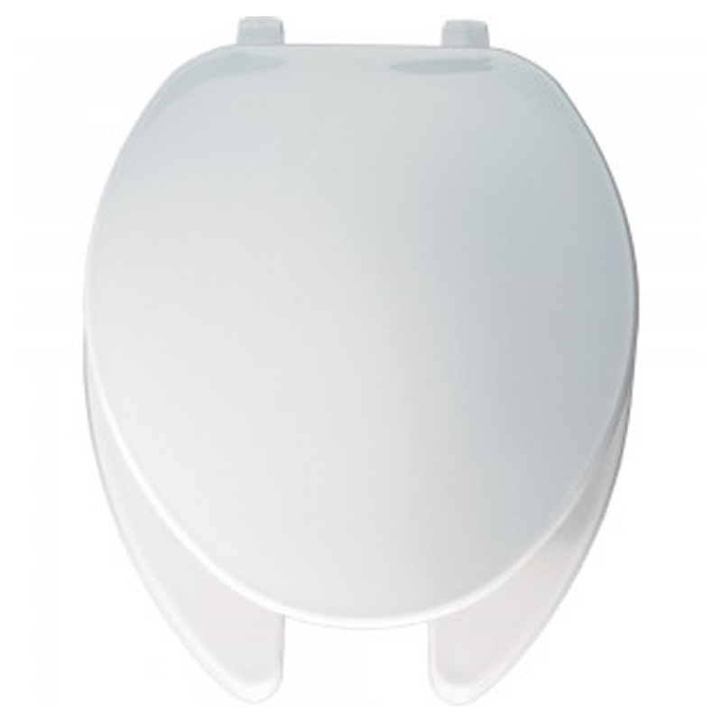 Elongated Plastic Open Front Toilet Seat w/Cover in White