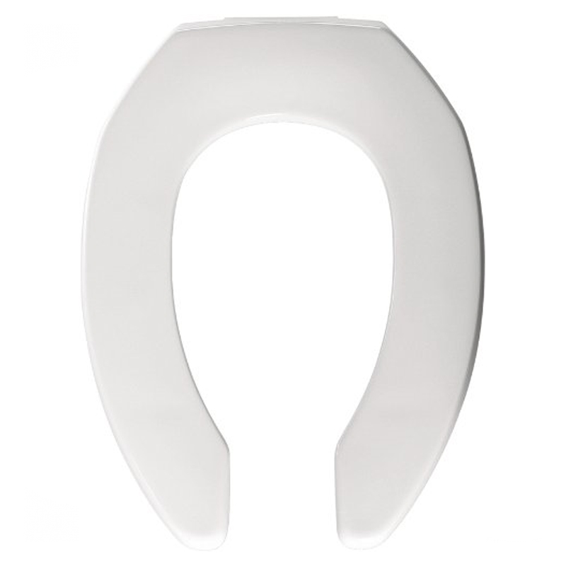 Heavy Duty Plastic Elongated Open Front Toilet Seat in White
