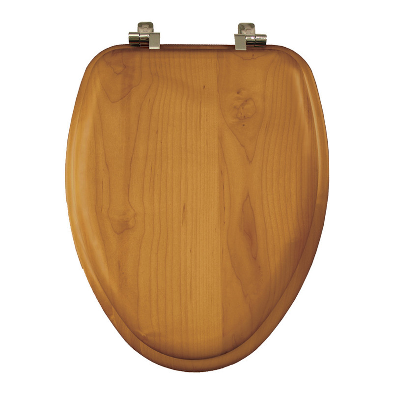 Natural Reflections Toilet Seat Elongated w/Chrome Hinges Natural Oak