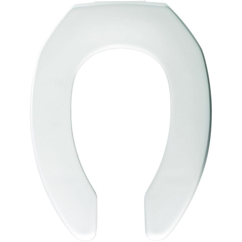 Heavy Duty Plastic Elongated Open Front Toilet Seat in White