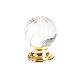 Europa 1-3/16" Clear Crystal Knob with Gold Post