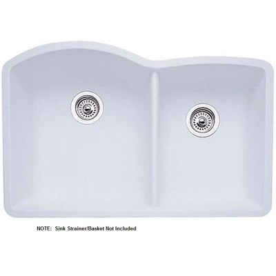 Diamond 32x20-27/32x9-1/2" 1-3/4 Dbl Bowl Sink in White