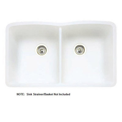 Diamond 32x19-1/4x-1/2" Equal Dbl Bowl Sink in White