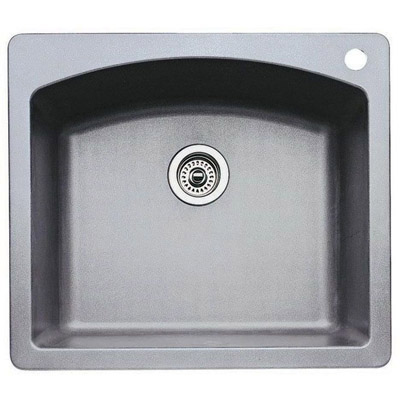 Diamond 25x22x10" Single Kitchen Sink Metallic Gray w/1 Hole