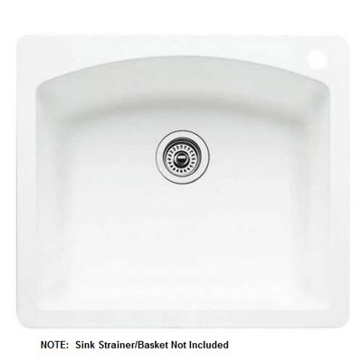 Diamond 25x22x10" Single Kitchen Sink in White w/1 Hole