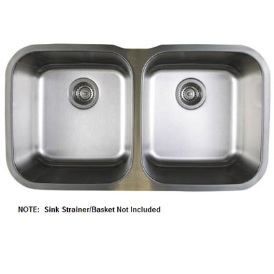Stellar 33-3/8x18-1/2x8" Stainless Steel Double Bowl Sink