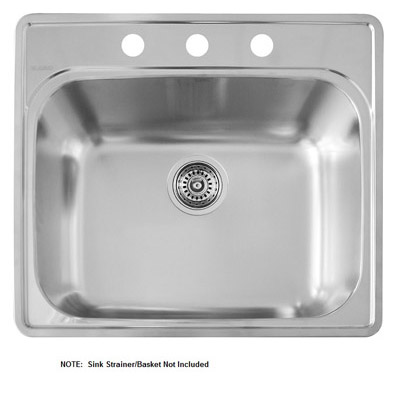 Essential 25x22x12" SS Single Bowl 3-Hole Laundry Sink
