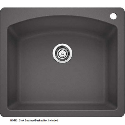 Diamond 25x22x10" Single Kitchen Sink in Cinder w/2 Holes
