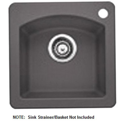 Diamond 15x15x8" Single Bowl Bar Sink Cinder w/2 Fct Holes