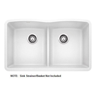 Diamond 32x19-1/4x9-1/2" Eq Dbl Low Divide Sink in White