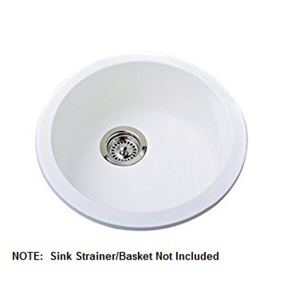 Rondo 17-11/16x6-5/8" Round Single Bowl Bar Sink in White