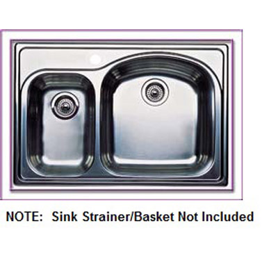 Wave Plus Platinum 33x22x10" Stainless Double Bowl Sink 1 HL