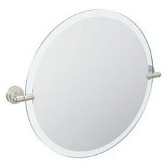 Iso Round Frameless Beveled Glass 22" Mirror Brushed Nickel