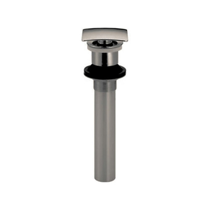 Square Push Pop-Up Drain Assembly, No Overflow, in Stainless