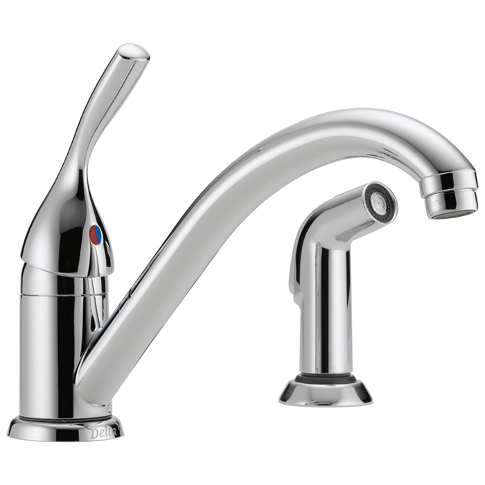 Classic Single Handle Kitchen Faucet w/Side Spray Chrome