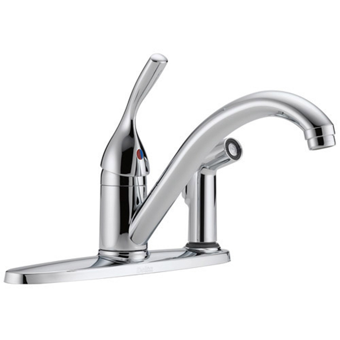 Classic Single Handle Kitchen Faucet w/Deck Plate Mounted Side Spray Chrome