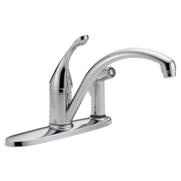 Collins Single Handle Kitchen Faucet w/Deck Plate Mounted Side Spray Chrome