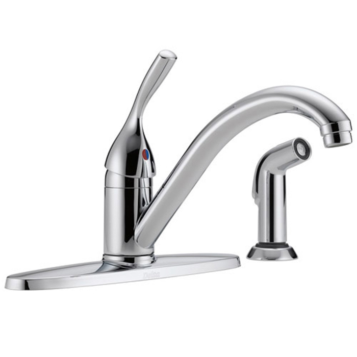 Classic Single Handle Kitchen Faucet w/Side Spray Chrome