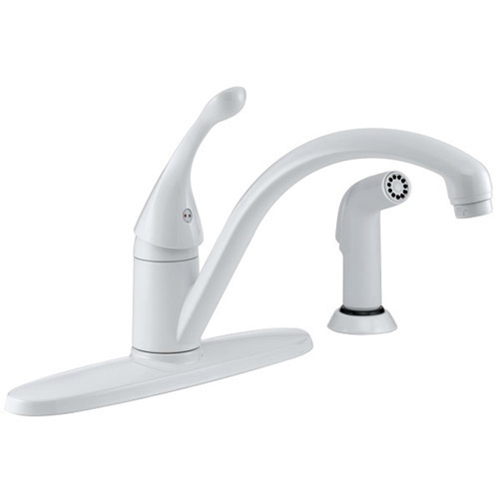 Collins Single Handle Kitchen Faucet w/Side Spray White