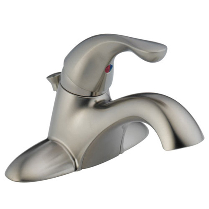 Classic Centerset Lav Faucet in Stainless with Metal Drain
