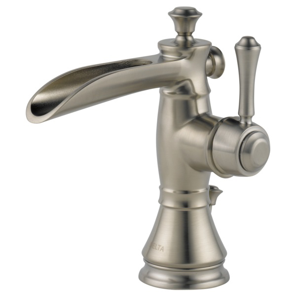 Cassidy Single Hole Lavatory Faucet in Stainless w/Channel Spout