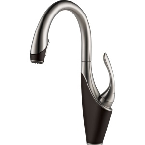 Brizo Vuelo Single Hole Pull-Down Kitchen Fct in Stainless/Bronze