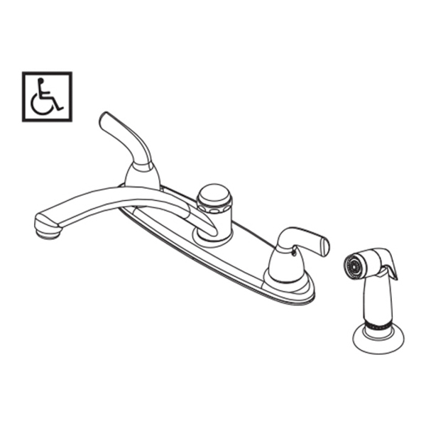 Foundations Widespread Kitchen Faucet w/Side Spray in Chrome