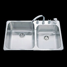 Kindred 33-1/4x22x10" SS Double Bowl Sink Kit w/1 Hole