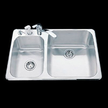 Kindred 33-1/4x22x10" SS Double Bowl Sink Kit w/3 Holes