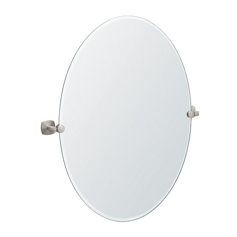 Jewel 24x32" Tilting Frameless Large Oval Mirror in Nickel