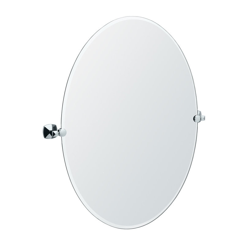 Jewel 24x32" Tilting Frameless Large Oval Mirror in Chrome