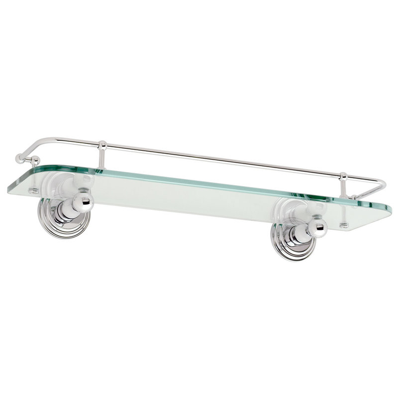 Chelsea 18" Gallery Rail Glass Shelf in Polished Chrome