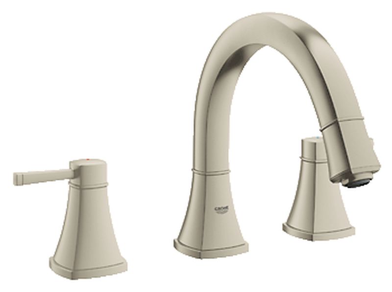 Grandera Deck Mounted Tub Faucet Less Hand Shower In Brushed Nickel