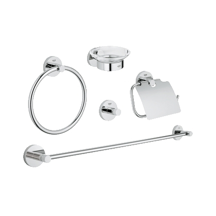Essentials 5-in-1 Bathroom Accessory Set in StarLight Chrome