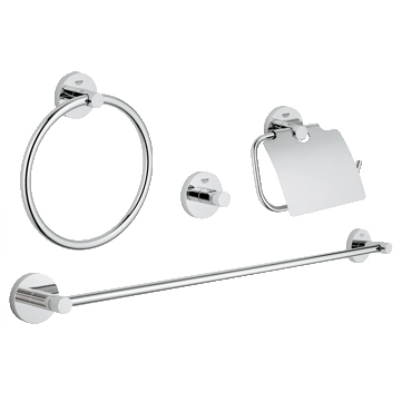 Essentials 4-in-1 Bathroom Accessory Set in StarLight Chrome