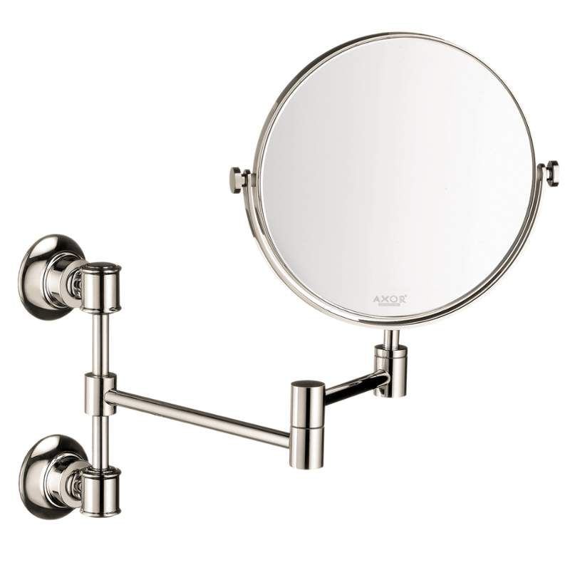 Axor Montreux 7-3/4" Wall Mnt Round Shaving Mirror in Nickel