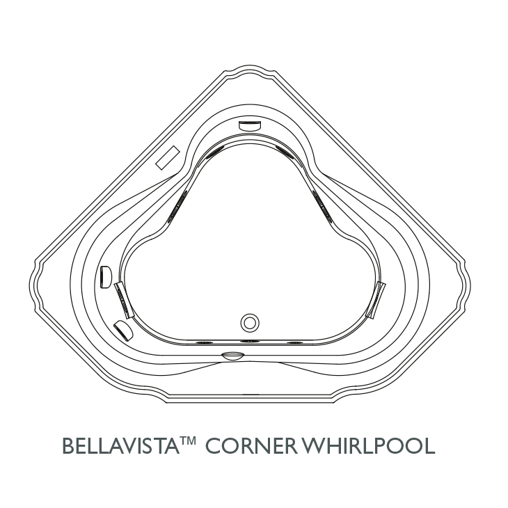 Bellavista 60x60x25" Corner Whirlpool Bathtub in Almond