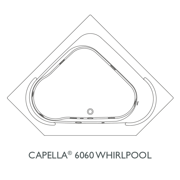 Capella 60x60x20-1/2" Corner Whirlpool Tub w/LH Pump Almond