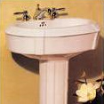 Toretta Single Bowl Oyster Pedestal Sink w/4" Faucet Centers