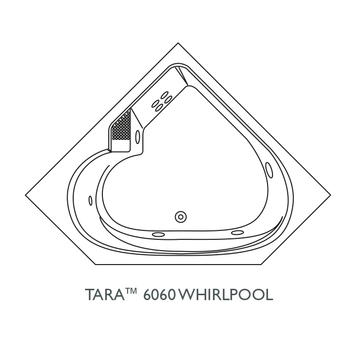 Tara 60x60x20-3/4" Corner Whirlpool Bathtub w/LH Pump Almond