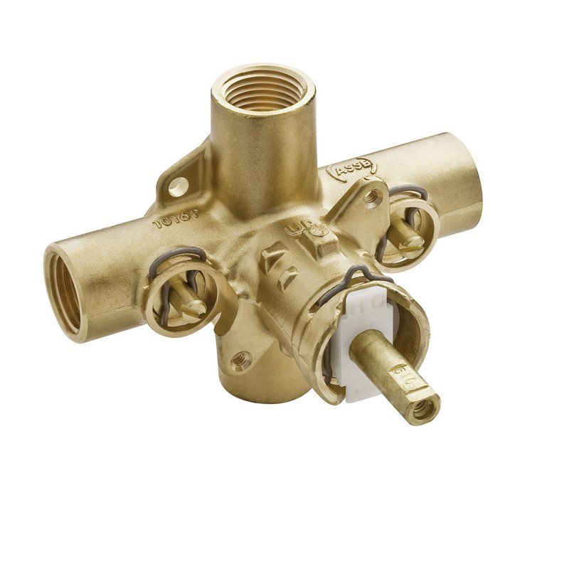 Posi-Temp Pressure Balancing Valve Rough-In 1/2" Universal Connections w/1/4 Turn Stops 4-Port