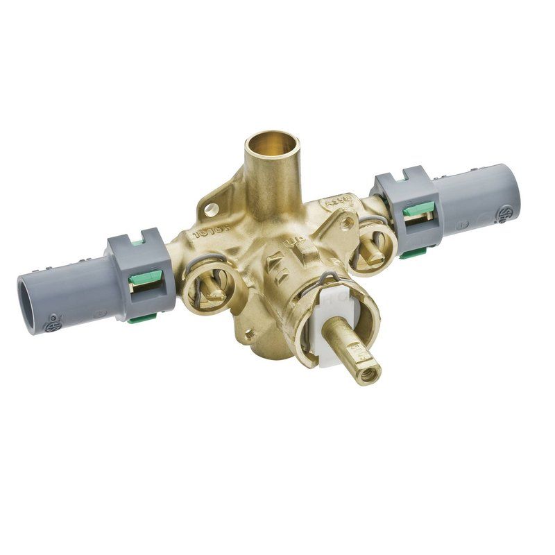 Posi-Temp Pressure Balancing Valve Rough-In 1/2" CPVC Connections w/1/4 Turn Stops 4-Port