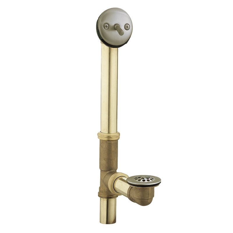 Tub Drain Cover & Trip Lever Assembly in Brushed Nickel