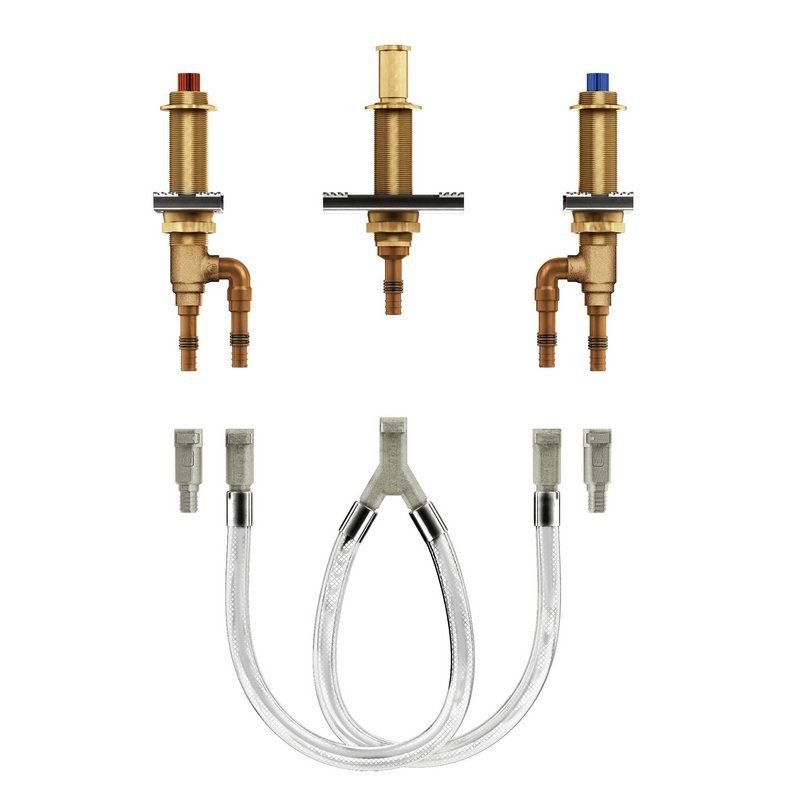Adjustable Deck Mount Roman Tub Valve Rough-In Only 1/2" PEX Inlets/Outlets w/Cold Expansion PEX Adapters